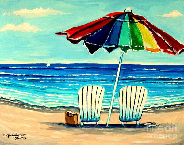 Beach Chair Art Print featuring the painting Lazy Days #1 by Elizabeth Robinette Tyndall