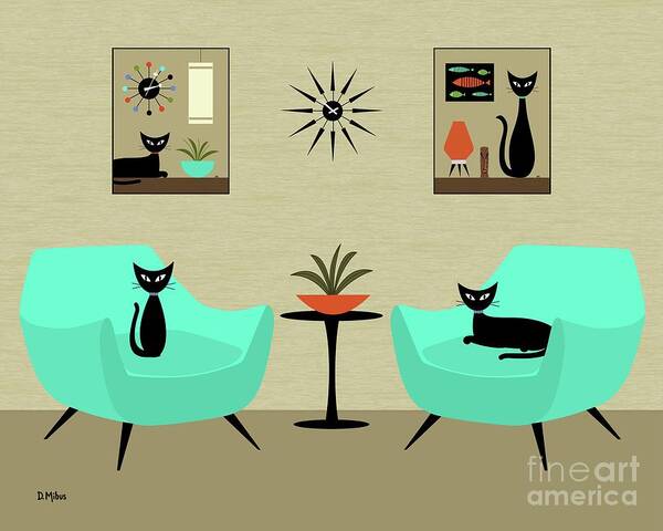  Art Print featuring the digital art Mini Tabletop Cats #1 by Donna Mibus