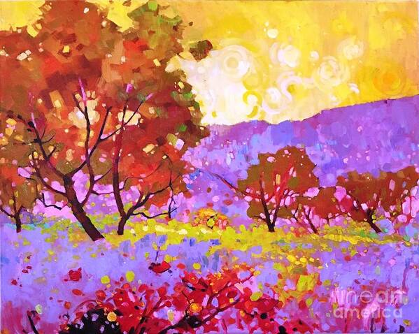 Impressionism Art Print featuring the painting Oaks in dream #1 by Celine K Yong