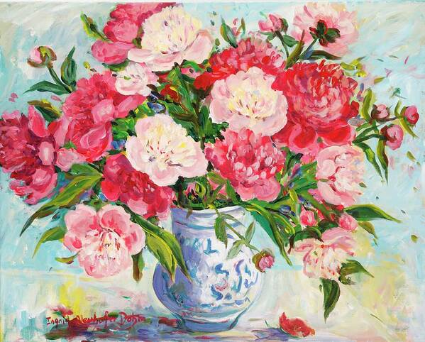 Flowers Art Print featuring the painting Peonies by Ingrid Dohm
