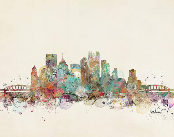 Pittsburgh Pennsylvania Art Print featuring the painting Pittsburgh #1 by Bri Buckley