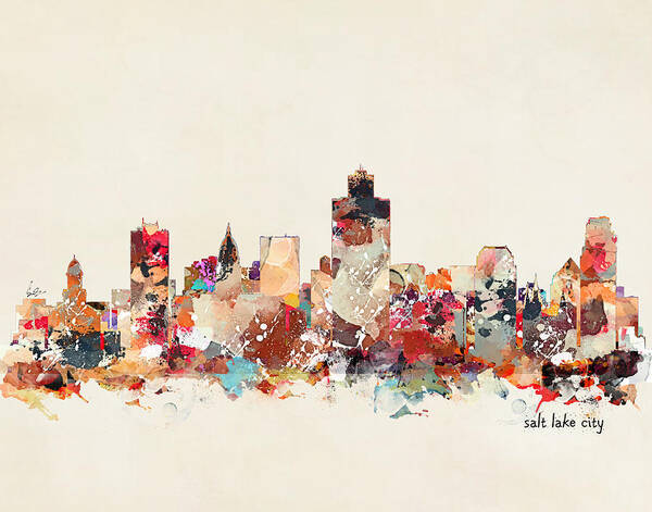 Salt Lake City Skyline Art Print featuring the painting Salt Lake City Utah #1 by Bri Buckley