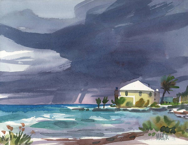 Thunder Art Print featuring the painting Storm Over Key West by Donald Maier