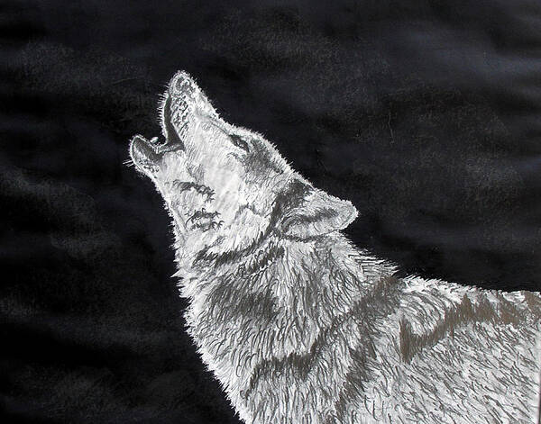 Wolf Art Print featuring the drawing Wolf Howl by Stan Hamilton