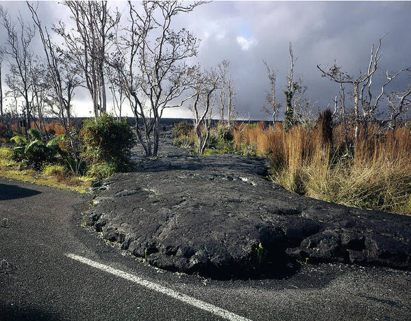 Volcano Art Print featuring the photograph 100925 Lava Flow On Road HI by Ed Cooper Photography
