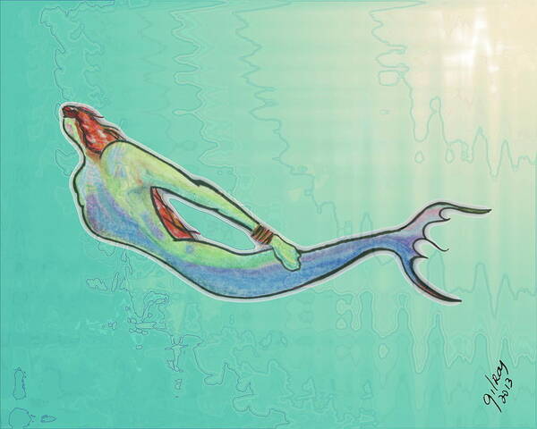 Mermaid Art Print featuring the mixed media Mermaid #12 by W Gilroy