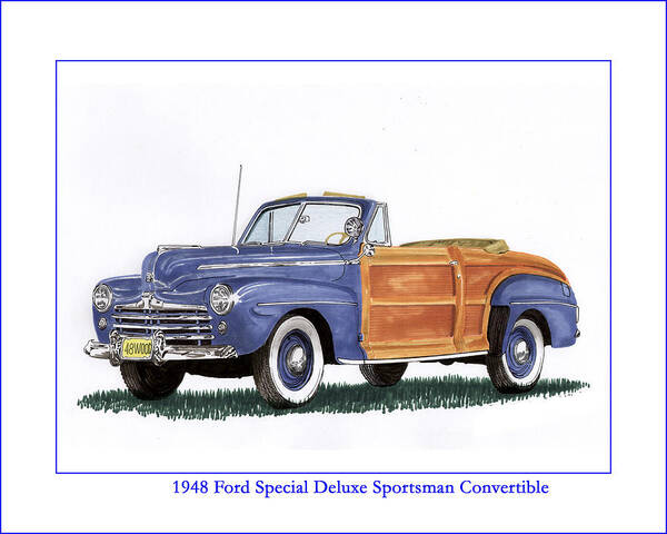 Automotive Prints Art Print featuring the painting 1948 Ford Sportsman Convertible by Jack Pumphrey