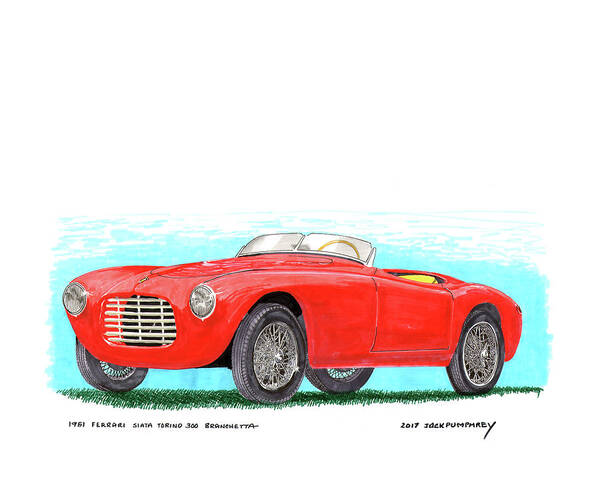 With Only 79 Ferrari 212 Barchettas Built Art Print featuring the painting 1951 Ferrari 212 Barchettas by Jack Pumphrey