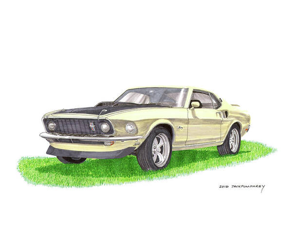 1969 Ford Mustang Fastback Art Print featuring the painting 1969 Mustang Fastback by Jack Pumphrey