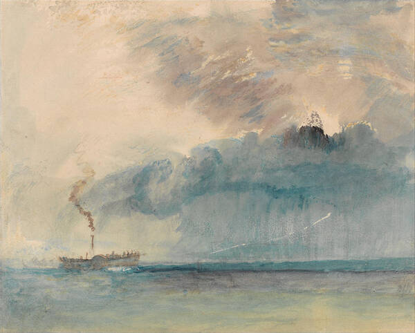 Joseph Mallord William Turner - A Paddle-steamer In A Storm Art Print featuring the painting A Paddle-steamer in a Storm #2 by Celestial Images