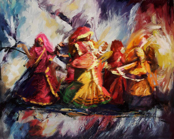 Zakir Art Print featuring the painting Classical Dance Art 16 #2 by Maryam Mughal