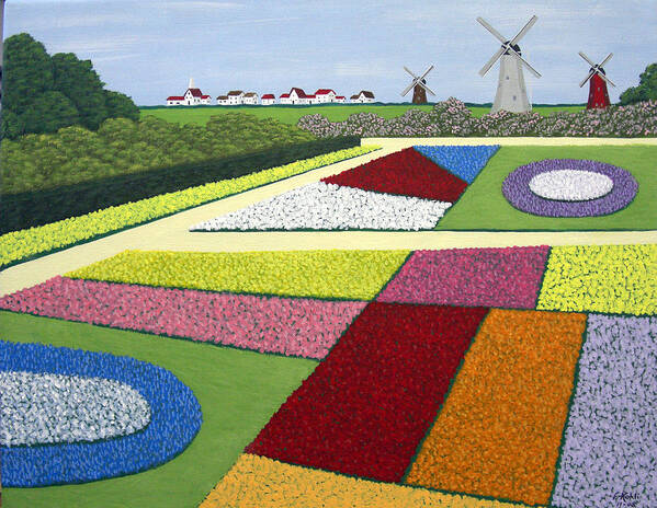 Landscape Paintings Art Print featuring the painting Dutch Gardens by Frederic Kohli