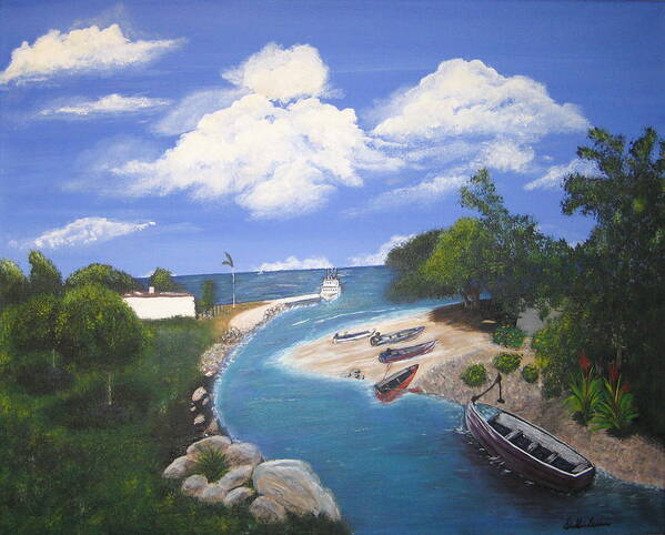 Negril Art Print featuring the painting Negril Jamaica #2 by Debbie Levene