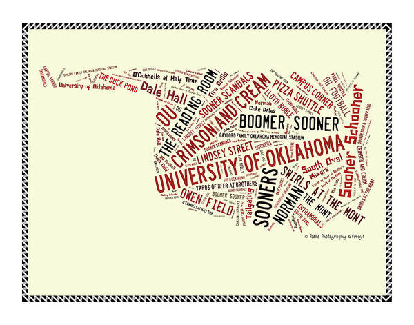 Ou Art Print featuring the digital art OU Word Art University of Oklahoma #2 by Bert Peake