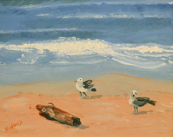 Seascape Art Print featuring the painting Outer Banks #2 by Nancy Sisco