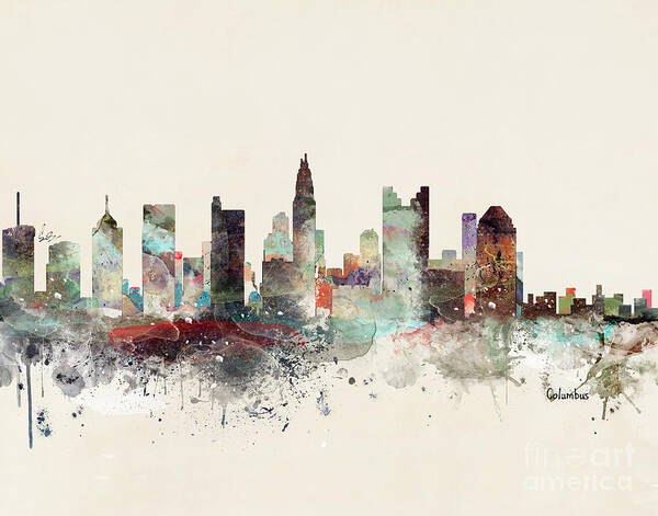 Columbus Ohio Art Print featuring the painting Columbus Ohio Skyline by Bri Buckley