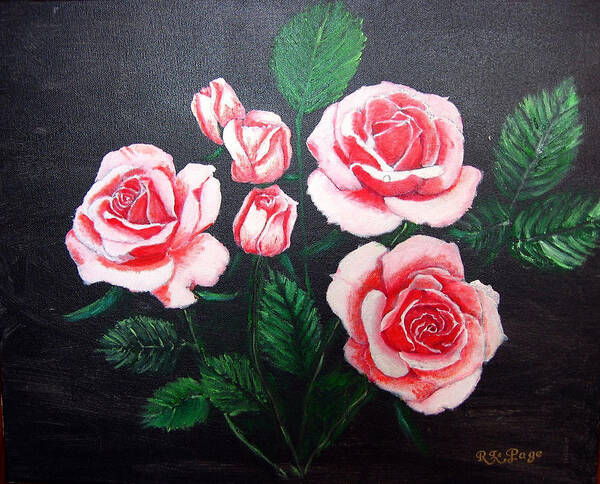 Roses Art Print featuring the painting 3 Roses by Richard Le Page