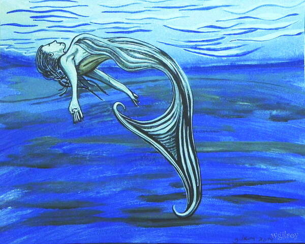 Mermaid Art Print featuring the painting Mermaid #9 by W Gilroy