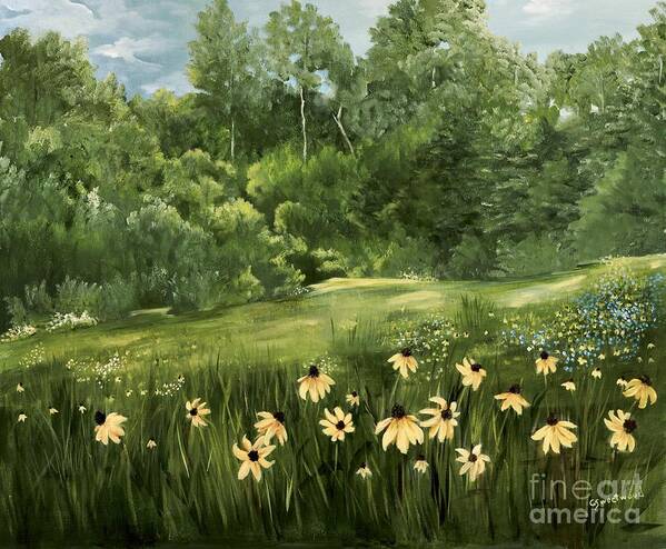 Landscape Art Print featuring the painting A day at the Park by Carol Sweetwood