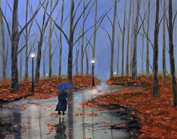  Winter Art Print featuring the painting A Dreary Autumn Evening 2 by Ken Figurski