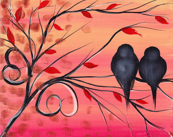 Birds Art Print featuring the painting A morning with you by Abril Andrade