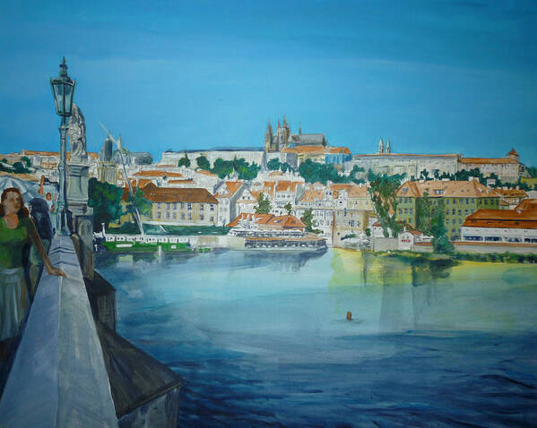 Prague Art Print featuring the painting A Scene in Prague 3 by Bryan Bustard