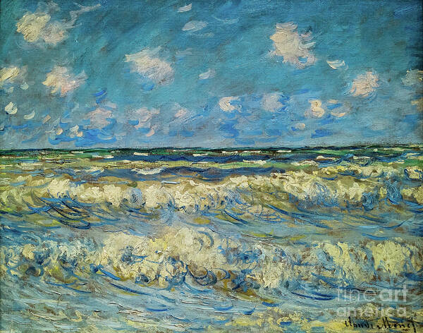 Stormy Art Print featuring the painting A Stormy Sea by Claude Monet by Claude Monet