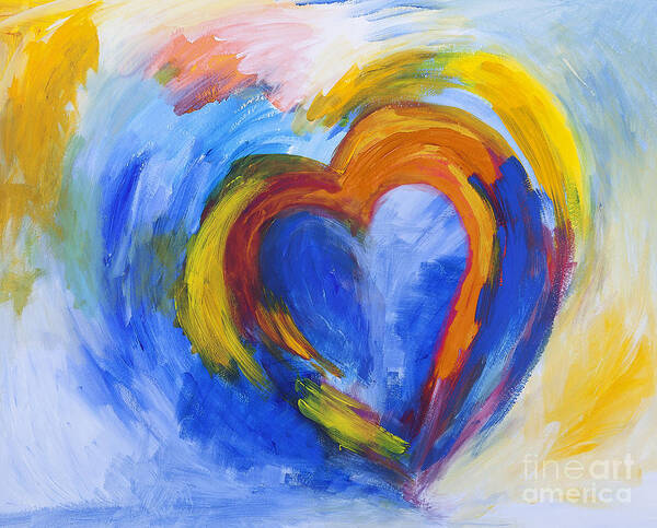 Heart Art Print featuring the painting Abstract Heart Painting by Stella Levi
