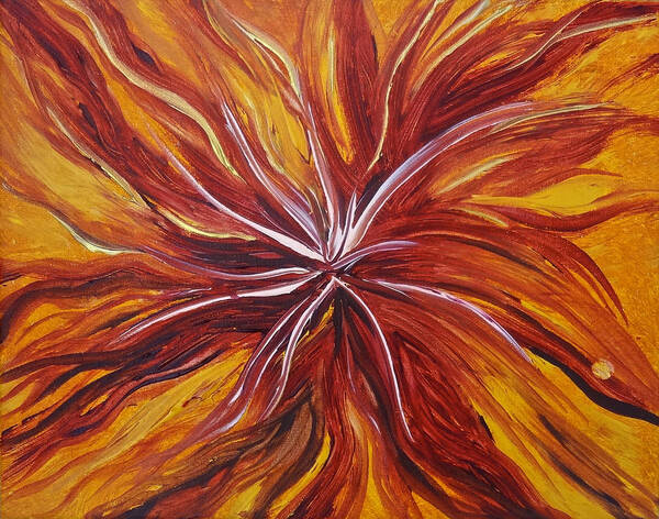 Abstract Art Print featuring the painting Abstract Orange Flower by Michelle Pier