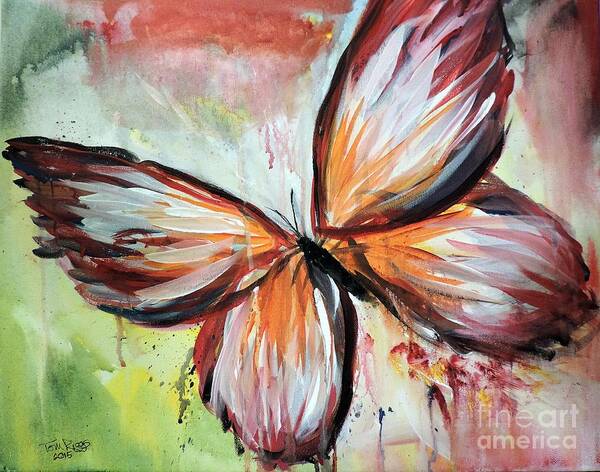 Butterfly Art Print featuring the painting Acrylic Butterfly by Tom Riggs