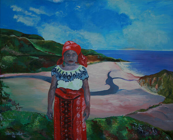 African Woman Art Print featuring the painting African Woman by Obi-Tabot Tabe