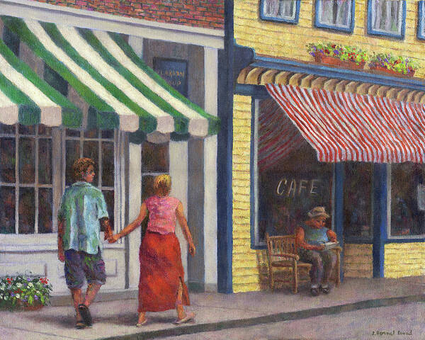 Couple Art Print featuring the painting Afternoon Stroll by Susan Savad