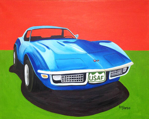 Air Force Vette Art Print featuring the painting Air Force Vette by Dean Glorso