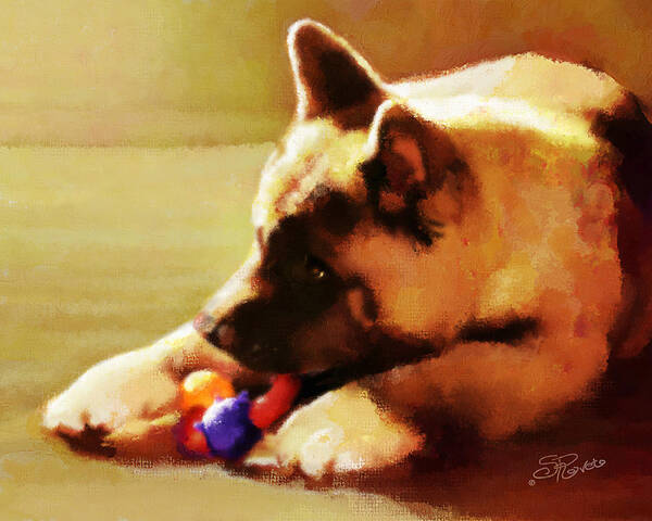 Puppy Art Print featuring the painting Akita Puppy by Suni Roveto