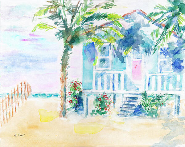 Beach Art Print featuring the painting Alabama Beach House by Jerry Fair