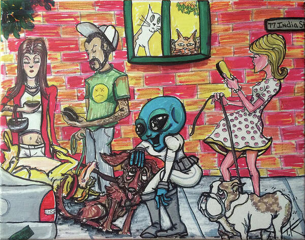 Dogs Art Print featuring the painting Aliens Love Dogs by Similar Alien