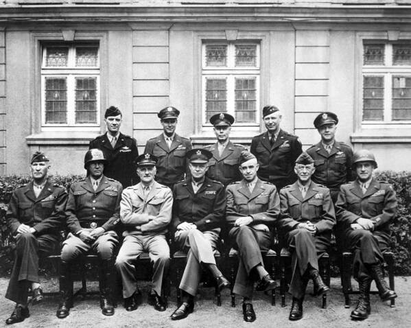 Dwight Eisenhower Art Print featuring the photograph American Generals WWII by War Is Hell Store