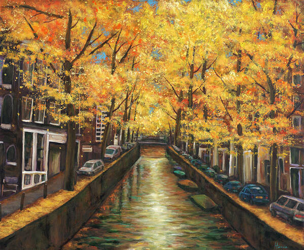 Amsterdam Art Print featuring the painting Amsterdam Autumn by Johnathan Harris