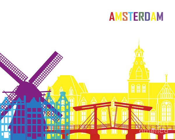 Rute Datum øjeblikkelig Amsterdam skyline pop Art Print by Pablo Romero - Fine Art America