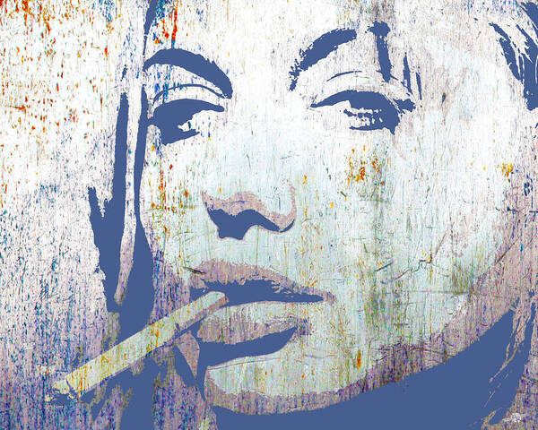 Angelina Jolie Art Print featuring the mixed media Silver Screen Angelina Jolie Smoking by Tony Rubino