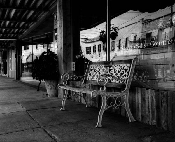 Blackandwhite Art Print featuring the photograph Antique Bench Black And White by Ester McGuire