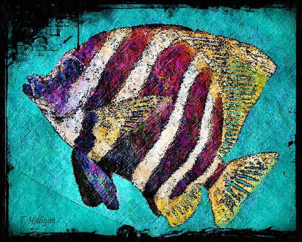 Aqua Art Print featuring the digital art Aqua Fish by Terry Mulligan