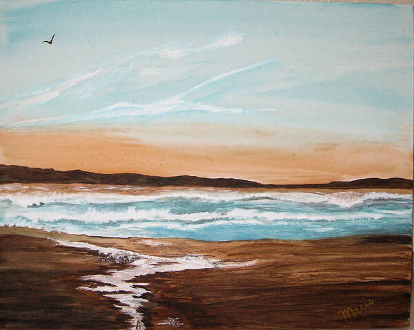 Landscape Art Print featuring the painting At the Beach by Maris Sherwood