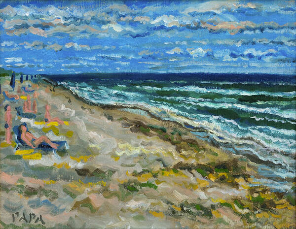 Beach Art Print featuring the painting At the Beach by Ralph Papa