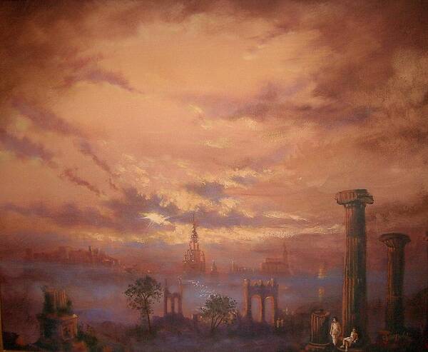 Atlantis Art Print featuring the painting Atlantis Faded Glory by Tom Shropshire
