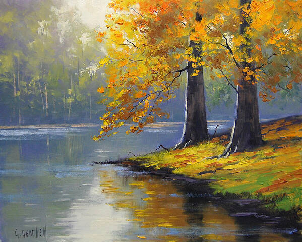 Fall Art Print featuring the painting Autumn Lake Print by Graham Gercken