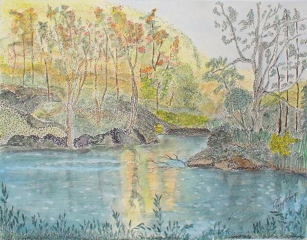 Watercolour Art Print featuring the painting Autumn on the Ausable River by Peggy King