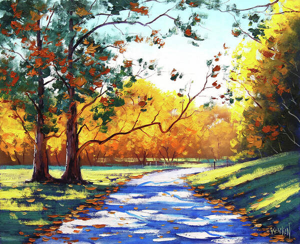 Nature Art Print featuring the painting Autumn road Mt Wilson by Graham Gercken