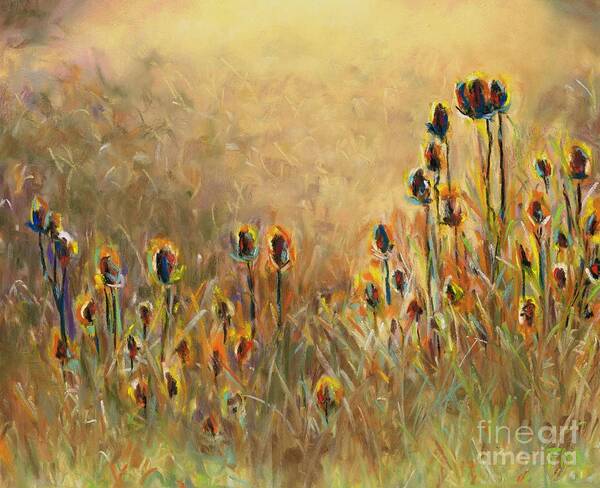 Thistle Art Print featuring the painting Backlit Thistle by Frances Marino