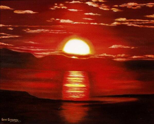 Landscape Art Print featuring the painting Ballycastle sunset by Gene Gregory